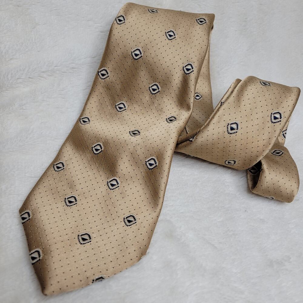 VTG 70s Golden Clasp by Prince Consort Gold Wide Kipper Polyester Point Neck Tie - Picture 12 of 12